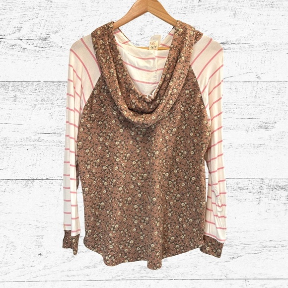 7th Ray Brown Raglan Long Sleeve Hoodie - Picture 2 of 4